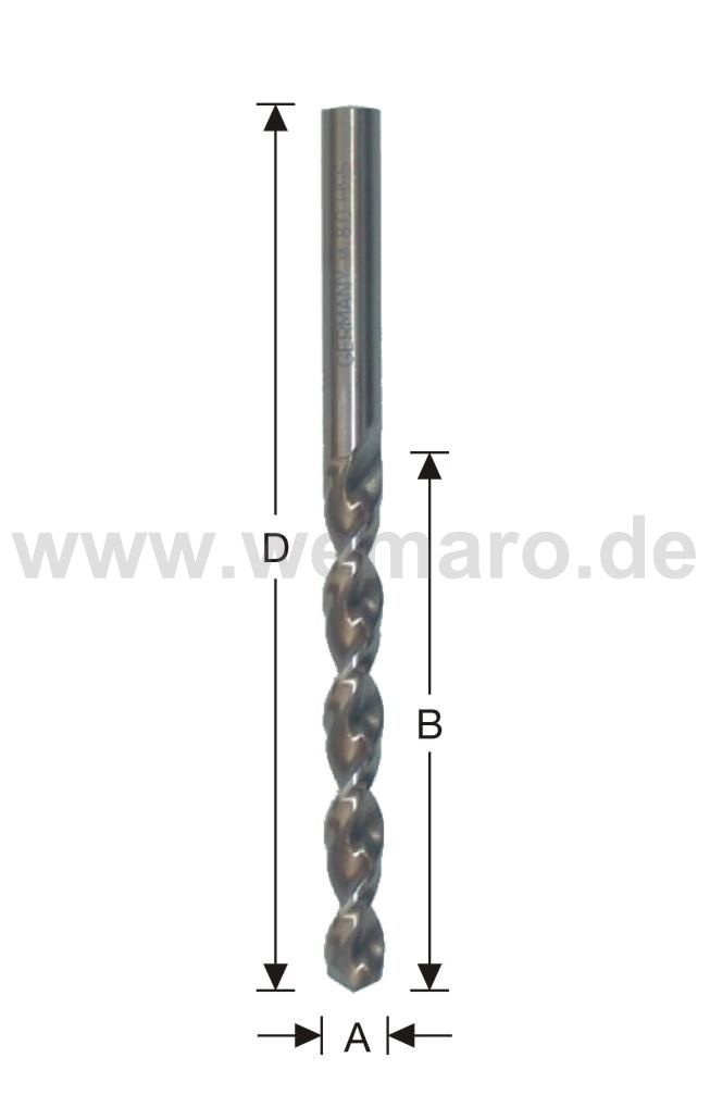 Spiralbohrer HSS CO, DIN 338 N d= 6,0 mm Spezial