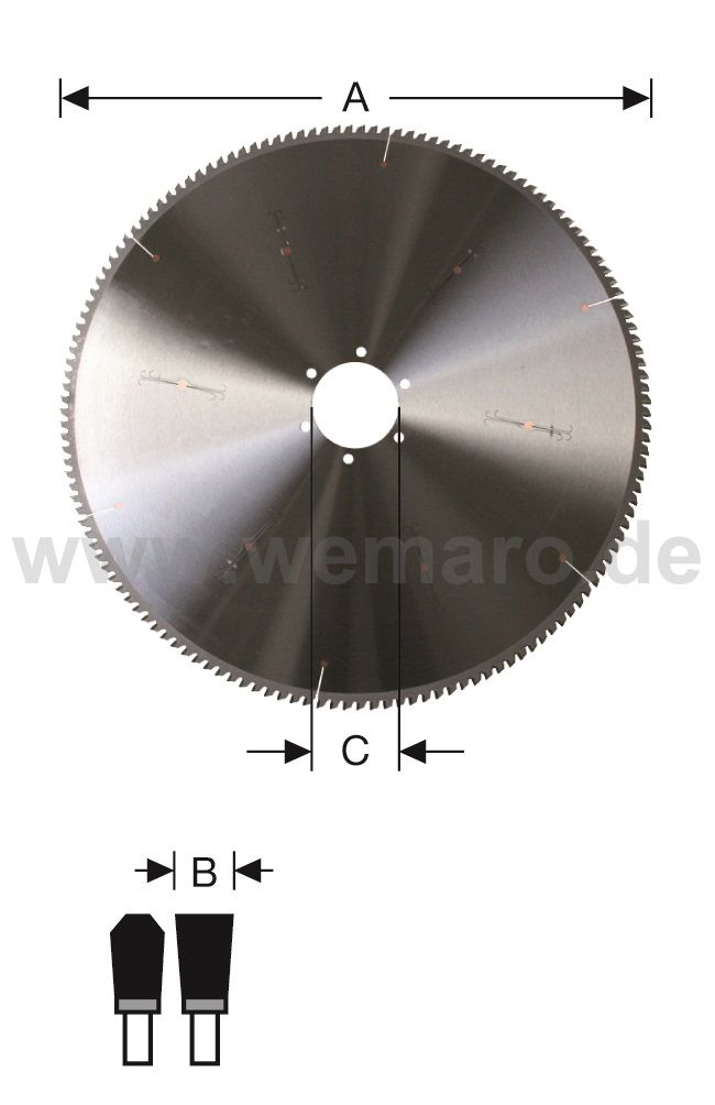 Kreissägeblatt HM-bestückt SUPERSOUND 500x4,0/3,4x32 mm Z-120 pos. 2 NL - 2/12/64 mm