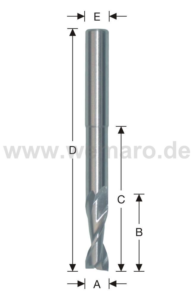 Schaftfräser HSS-E, linksschneidend 10x22/40/100 mm S-10, Z-2 spiralig für ELUMATEC KF 178