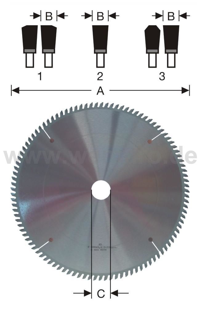 Kreissägeblatt HM-bestückt 180x3,5/3,2x20 mm Z-34 pos. KS 4 NL, gesenkt