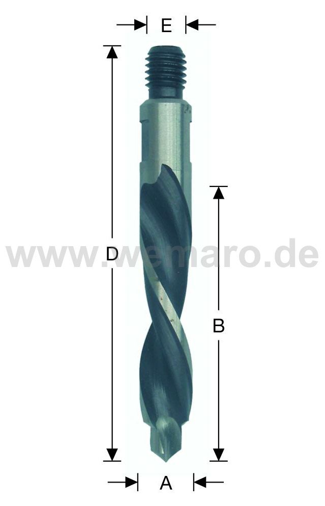 Olivenbohrer HSS-E, M-8 AG Konus 14x45/78 mm links, mit Vorbohrer