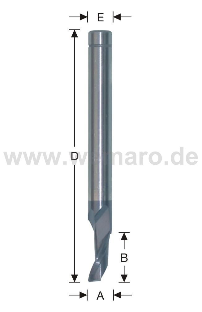 Einzahnfräser HSS-E für Stahl 5x12/60 mm S-8, beschichtet