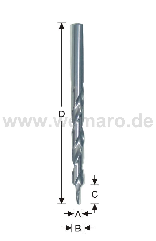 Stufenbohrer HSS d= 5,3x13/10x89 mm, 90° kurze Ausführung