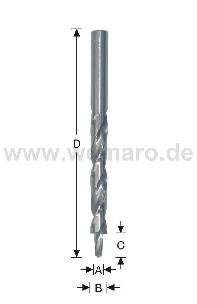 Stufenbohrer HSS d= 6,4x15/12x102 mm, 90° kurze Ausführung